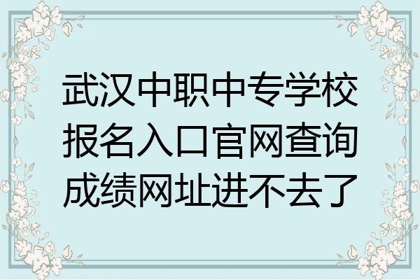 武汉中职中专学校报名入口官网查询成绩网址进不去了