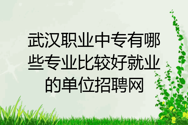 武汉职业中专有哪些专业比较好就业的单位招聘网