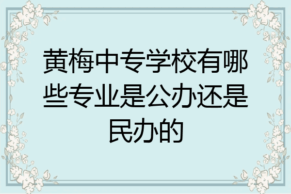 黄梅中专学校有哪些专业是公办还是民办的