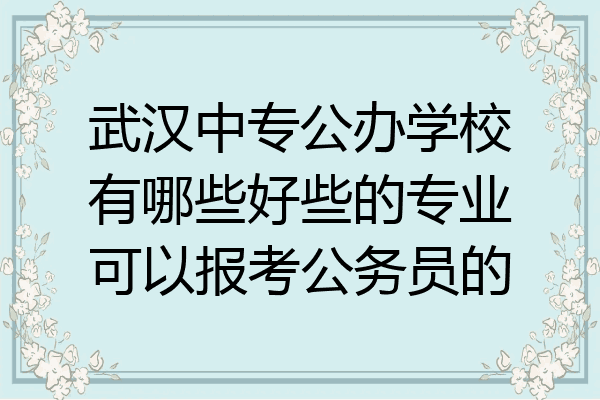 武汉中专公办学校有哪些好些的专业可以报考公务员的