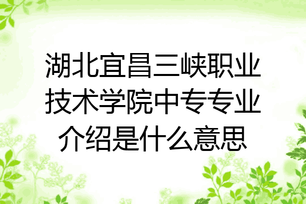 湖北宜昌三峡职业技术学院中专专业介绍是什么意思
