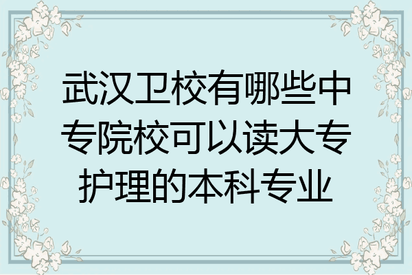 武汉卫校有哪些中专院校可以读大专护理的本科专业