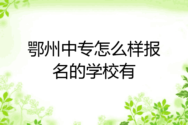 鄂州中专怎么样报名的学校有