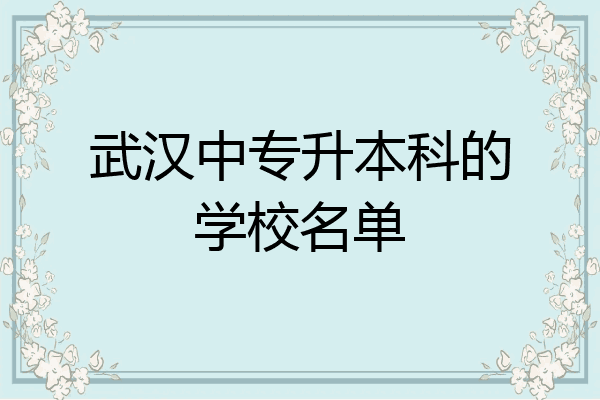 武汉中专升本科的学校名单