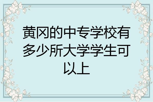 黄冈的中专学校有多少所大学学生可以上