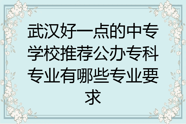 武汉好一点的中专学校推荐公办专科专业有哪些专业要求