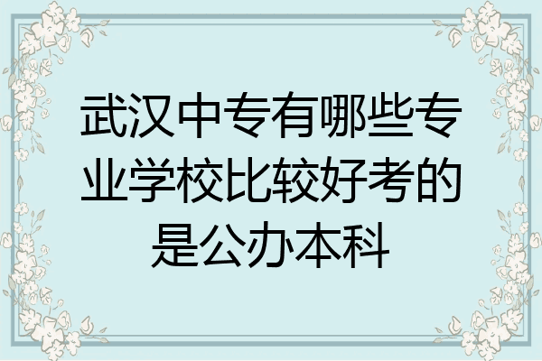 武汉中专有哪些专业学校比较好考的是公办本科