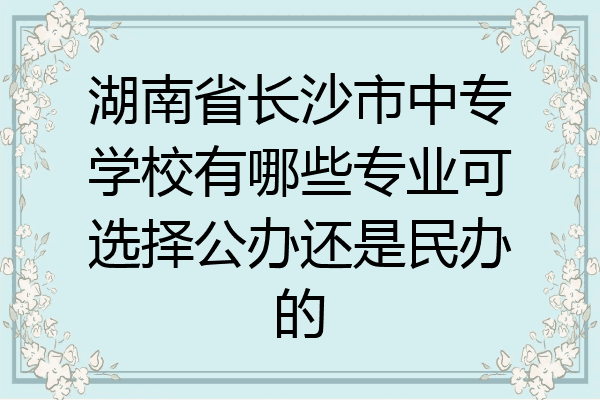 湖南省长沙市中专学校有哪些专业可选择公办还是民办的