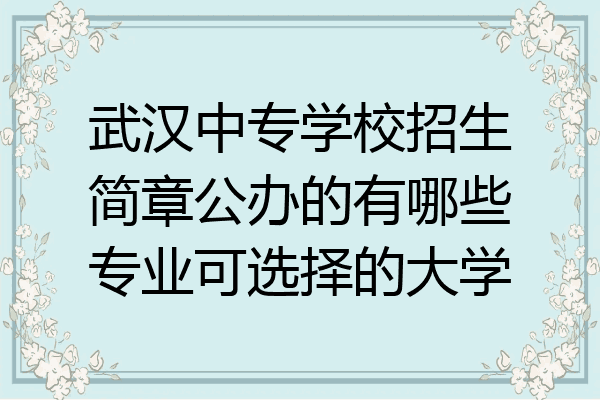 武汉中专学校招生简章公办的有哪些专业可选择的大学