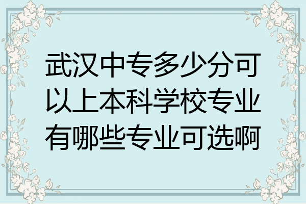 武汉中专多少分可以上本科学校专业有哪些专业可选啊