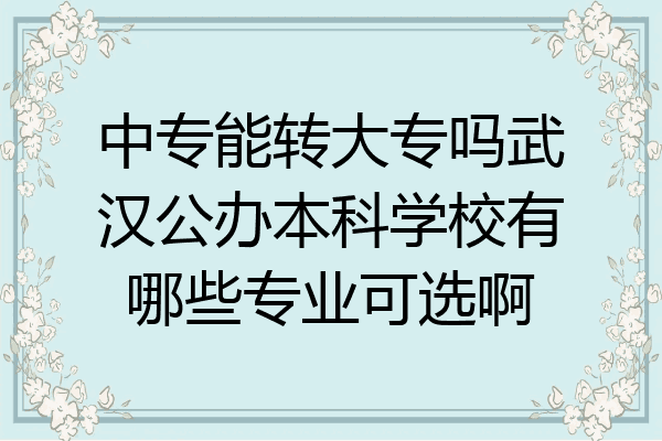 中专能转大专吗武汉公办本科学校有哪些专业可选啊