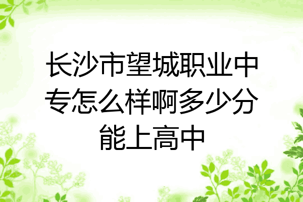长沙市望城职业中专怎么样啊多少分能上高中