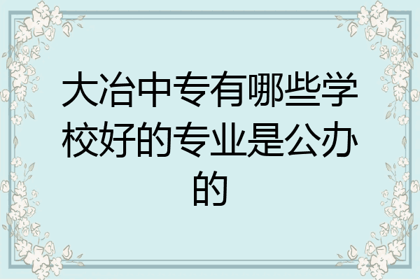 大冶中专有哪些学校好的专业是公办的