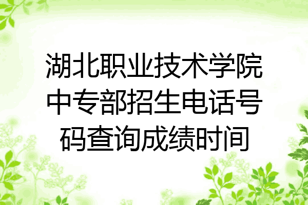 湖北职业技术学院中专部招生电话号码查询成绩时间