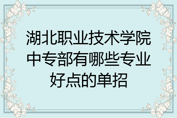 湖北职业技术学院中专部有哪些专业好点的单招