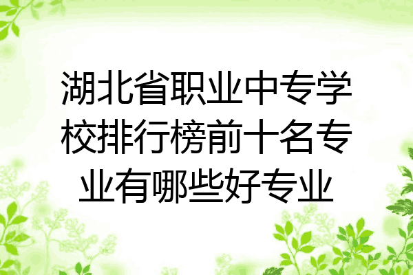 湖北省职业中专学校排行榜前十名专业有哪些好专业
