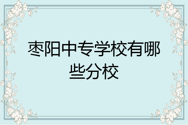 枣阳中专学校有哪些分校