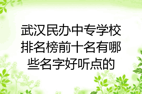 武汉民办中专学校排名榜前十名有哪些名字好听点的