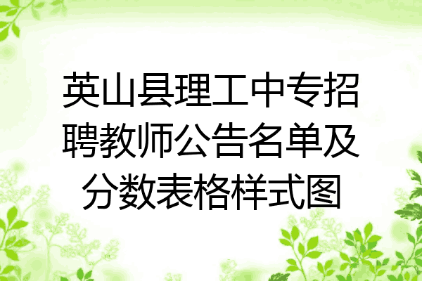 英山县理工中专招聘教师公告名单及分数表格样式图