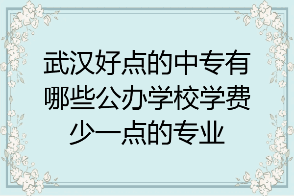 武汉好点的中专有哪些公办学校学费少一点的专业