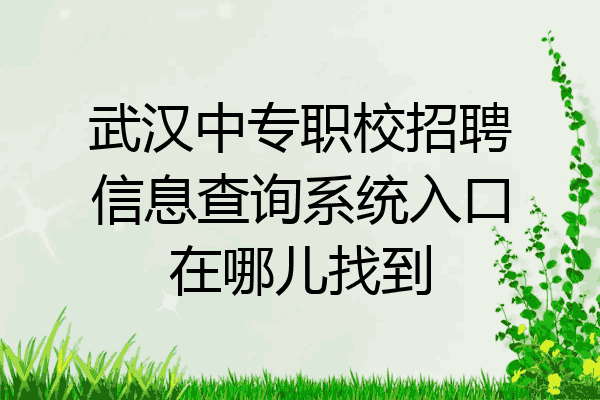 武汉中专职校招聘信息查询系统入口在哪儿找到