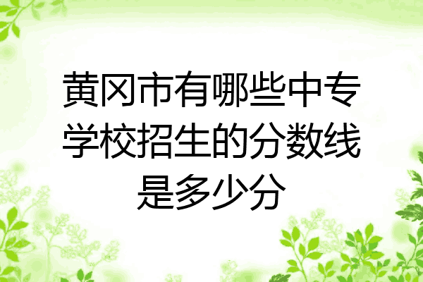 黄冈市有哪些中专学校招生的分数线是多少分