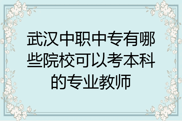 武汉中职中专有哪些院校可以考本科的专业教师