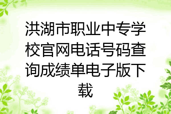 洪湖市职业中专学校官网电话号码查询成绩单电子版下载