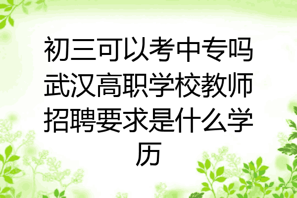 初三可以考中专吗武汉高职学校教师招聘要求是什么学历