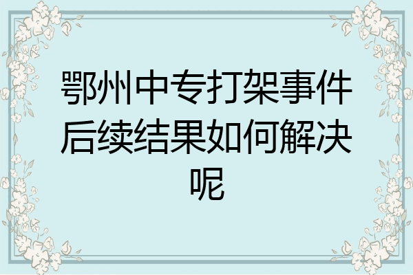鄂州中专打架事件后续结果如何解决呢