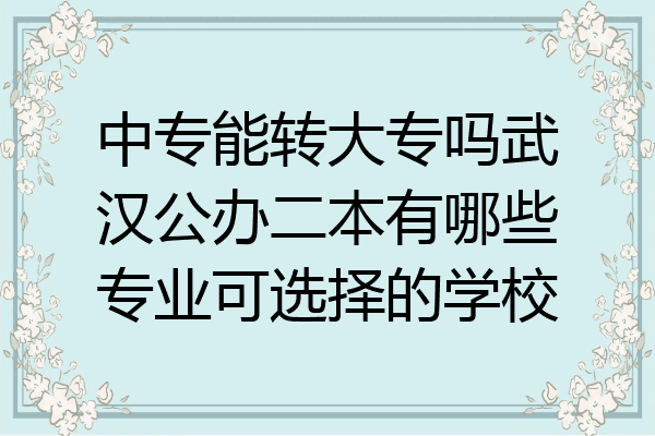 中专能转大专吗武汉公办二本有哪些专业可选择的学校