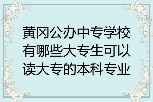 黄冈公办中专学校有哪些大专生可以读大专的本科专业