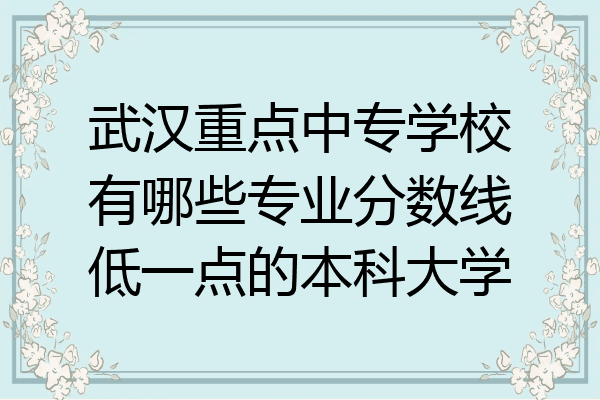 武汉重点中专学校有哪些专业分数线低一点的本科大学