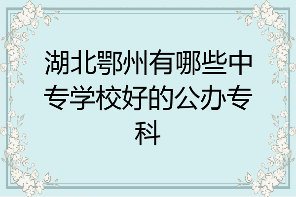 湖北鄂州有哪些中专学校好的公办专科
