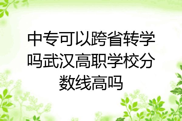 中专可以跨省转学吗武汉高职学校分数线高吗
