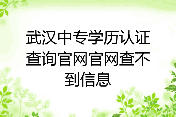 武汉中专学历认证查询官网官网查不到信息