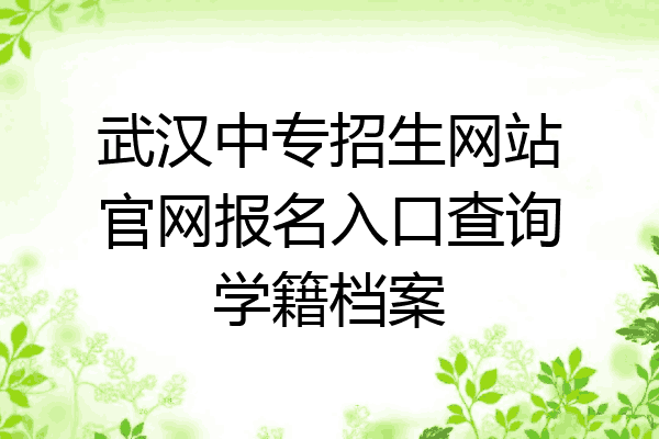 武汉中专招生网站官网报名入口查询学籍档案