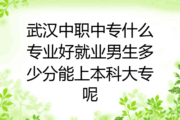 武汉中职中专什么专业好就业男生多少分能上本科大专呢