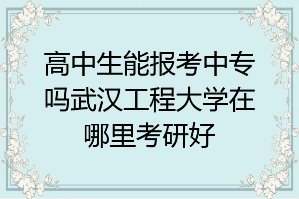 高中生能报考中专吗武汉工程大学在哪里考研好