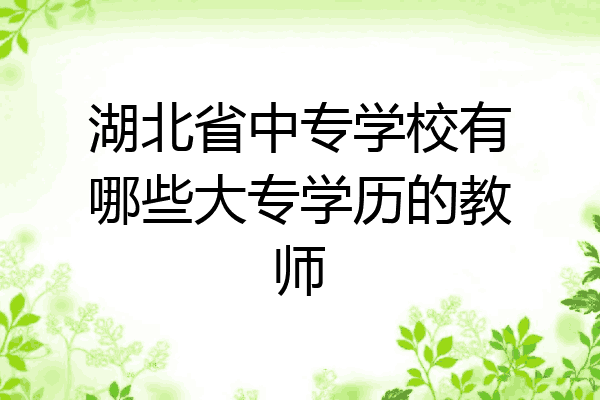 湖北省中专学校有哪些大专学历的教师