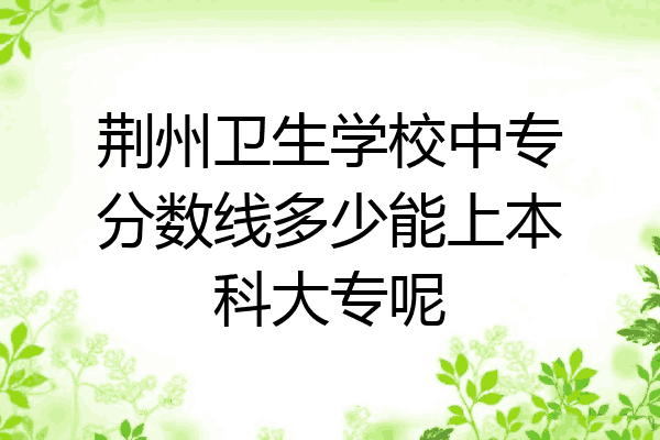 荆州卫生学校中专分数线多少能上本科大专呢