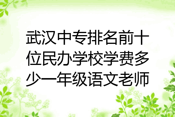 武汉中专排名前十位民办学校学费多少一年级语文老师