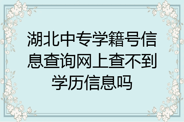 湖北中专学籍号信息查询网上查不到学历信息吗