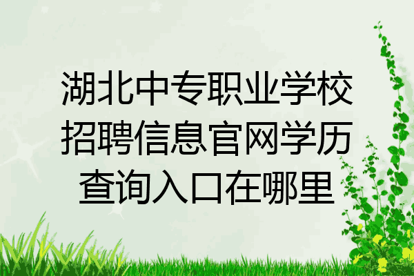 湖北中专职业学校招聘信息官网学历查询入口在哪里
