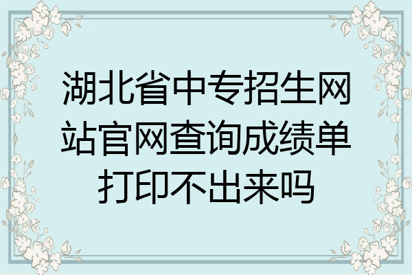 湖北省中专招生网站官网查询成绩单打印不出来吗