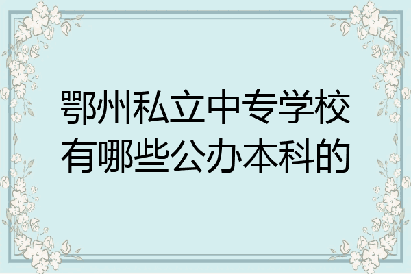 鄂州私立中专学校有哪些公办本科的