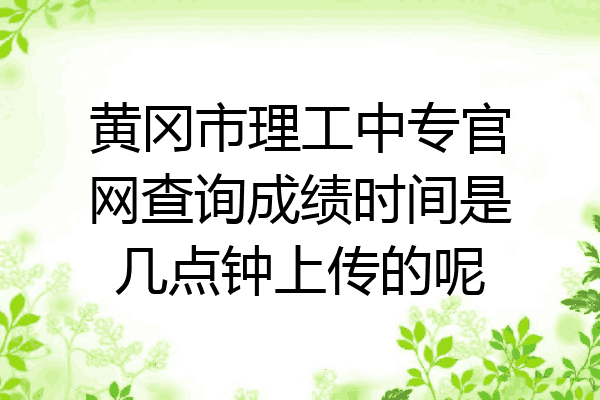 黄冈市理工中专官网查询成绩时间是几点钟上传的呢