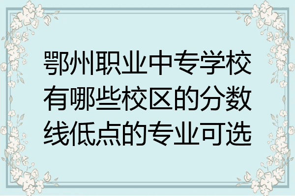 鄂州职业中专学校有哪些校区的分数线低点的专业可选