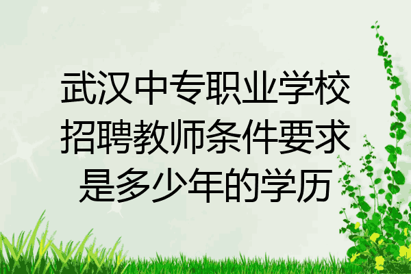 武汉中专职业学校招聘教师条件要求是多少年的学历