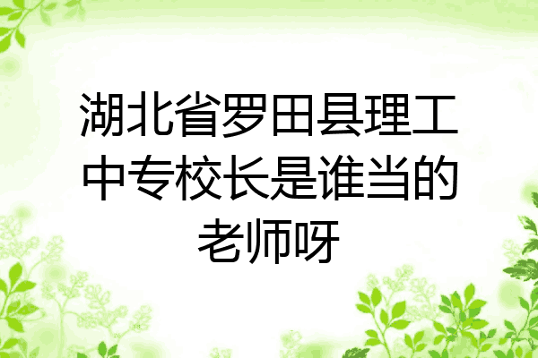 湖北省罗田县理工中专校长是谁当的老师呀